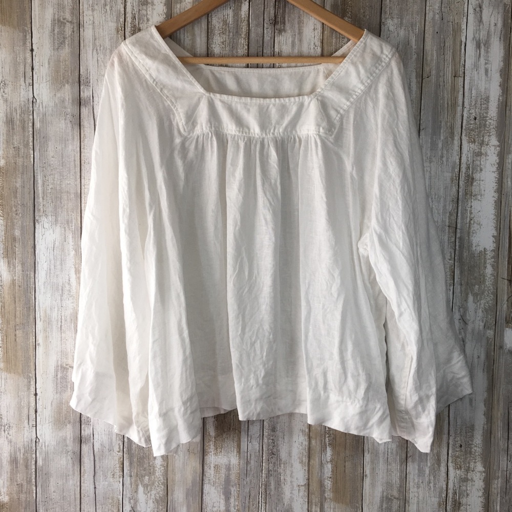 Gap White Square Neck Linen Blouse